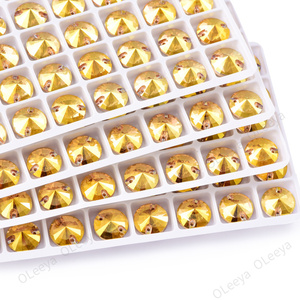 Oleeya fábrica al por mayor de alta calidad 5A bisel redondo Rivoli cristal <span class=keywords><strong>AB</strong></span> coser en diamantes de imitación con <span class=keywords><strong>2</strong></span> agujeros para ropa DIY - Product Image 3