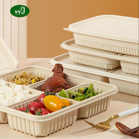 Boîtes à lunch jetables VVG sans PFAS, en amidon de maïs, adaptées au sushi, à 3 compartiments, biodégradables, écologiques, avec gaufrage