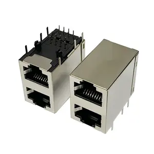 2x1 100 Base-t Gigabit 8P8C conector rj45 conector fêmea plugue rede ethernet rj45 conector rj45 pcb jack modular jack