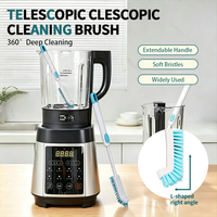 Brosse à tasses écologique à long manche extensible en PP, pour le nettoyage des bouteilles et des surfaces difficiles à nettoyer