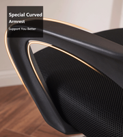 Fauteuil de Bureau Ordinateur Pivotant en Maille Noire Confortable Moderne en Tissu Réglable avec Support Lombaire