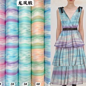 Nouvelle arrivée 2026, robe de pyjama en satin pour femmes, <span class=keywords><strong>dragon</strong></span> et phénix, tissu en polyester, satin extensible, tissu lisse à l'<span class=keywords><strong>aquarelle</strong></span> - Product Image 6