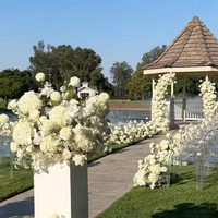 Boule de fleurs en hydrangea blanc en soie de 80 cm avec support en métal pour décoration de mariage, fleur de mariage