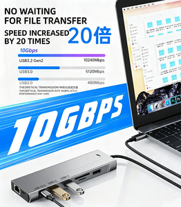 Hub USB-C de Alta Calidad con 9 Puertos, HDTV+2*USB 3.2+1*USB-C 3.2+PD 100W+<span class=keywords><strong>RJ45</strong></span> 100M y Estación de Acoplamiento 9 en 1, Hub Dual USB-C - Product Image 5
