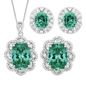 Hig Quality Eco-friendly Copper Bird Nest Cut 13*18/10*12mm Green Zircon Elegant Women Jewelry <b>Sets</b> for Refined Looks - Product Image 1
