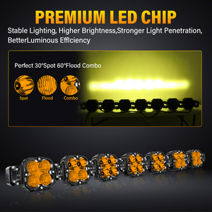 Nueva Barra de Luces LED Todoterreno 4x4 Personalizada, Universal, Color Ámbar, Enlazable, Resistente al Agua IP67, 20000LM, para Auto, UTV, ATV - Product Image 4