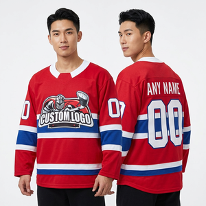 Custom Blue Ice Hockey Jersey Front Sublimated Personalized Player <b>Name</b> Team <b>Name</b> Full Sleeve Moisture Wicking 100% Polyester - Product Image 1