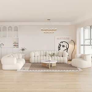 घर फर्नीचर सेट भेड़ ऊन कमरे में रहने वाले सोफे 3 सीट लक्जरी घुमावदार सोफे सफेद झुकनेवाला कपड़े सोफे - Product Image 6