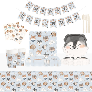 Décorations de fête d'anniversaire pour chien DAMAI, ensemble de vaisselle pour chiot, assiettes, gobelets, serviettes, thème chien pour les fêtes sur le thème des pattes, pour 8 personnes - Product Image 1