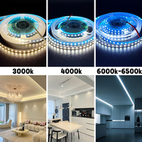 Bande LED 24V sans scintillement, haute luminosité, 6000K, 120 LED/m, CRI élevé, IP20, cuivre, télécommande, pour armoires et escaliers