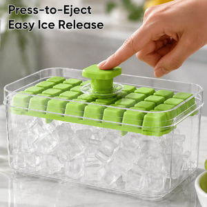 Bac à glaçons à ouverture facile avec bac de rangement, machine à glaçons de grande capacité (32-96 cubes) de qualité alimentaire avec couvercle et pelle pour bar à domicile - Product Image 4