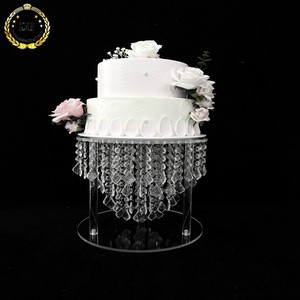 Support de présentation de desserts de luxe pour mariage, bases en acrylique transparent, support à gâteaux avec perles de cristal en forme de lustre - Product Image 1