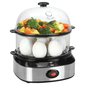 Customized Logo Household 7 Slots Rapid Steam Egg Boiler Transparent PC Plastic Stainless Steel Rapid Egg Cooker
