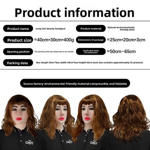 <span class=keywords><strong>Maschera</strong></span> in Latex di Halloween, 6 Colori Stampati, Realistica con Capelli Lunghi, <span class=keywords><strong>Costume</strong></span> da <span class=keywords><strong>Donna</strong></span> per Feste e Livestream - Product Image 3