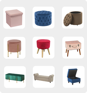 Luxury Upholstered Tufted Round Velvet <strong>Stool</strong> Footrest <strong>Ottoman</strong> with Metal Legs for Living Room - Product Image 3