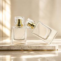 Flacon de parfum de luxe, flacon de parfum carré, flacon de parfum personnalisé de 50 ml avec emballage en boîte