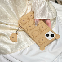 Coques de téléphone en silicone mignon ours dessin animé avec bulle Pop Fidget jouet pour iPhone 14 15 Pro Max soulagement du Stress coque de téléphone de couverture arrière