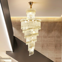 Nouvelle conception de lustre LED en cristal de luxe pour salon, hôtel, escalier, décoration moderne d'intérieur
