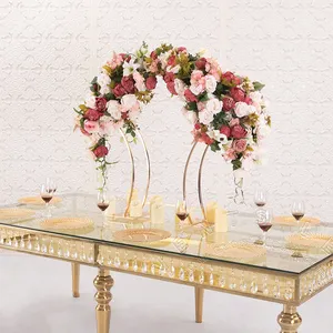 Boda Centro Decoración Accesorios chapado en oro en forma de abanico, estante de la flor en la Mesa