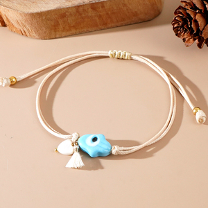 Artivelle Colgante de Concha en Forma de Corazón, Joyería de Moda con Doble Hilo, Amuletos de <span class=keywords><strong>Mano</strong></span> <span class=keywords><strong>Hamsa</strong></span> Azul, Pulseras de Ojo Turco de la Suerte para Mujer, Regalos - Product Image 3