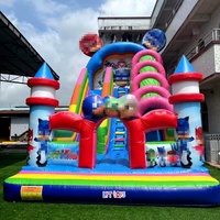 Perosotan Air Tiup Komersial dengan Kolam untuk Anak-anak dan Dewasa, Taman Air Indoor Outdoor, Aqua Park, Perosotan PVC
