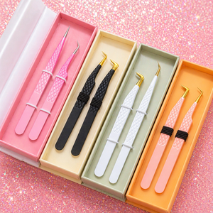Comelylash <span class=keywords><strong>Pince</strong></span> à Épiler Blanche et Noire Nude pour Extensions de Cils à Pointe Fibre, Applicateur de Cils Or Rose, Kit de Pinces pour Extensions de Cils (SANS BOÎTE) - Product Image 1