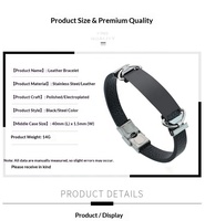 Bracelet en cuir et acier inoxydable personnalisé, bracelets en caoutchouc personnalisés, vente en gros, bracelets promotionnels tendance pour hommes/femmes