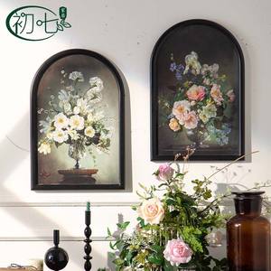 Tableau mural floral peint à la main avec cadre pour la décoration d'entrée et de chambre - Product Image 2