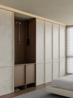 Armoire coulissante avec éclairage LED, étagère ouverte, beige, moderne, luxueuse, pour chambre à coucher, sur mesure