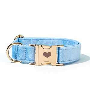 Conjunto de Correa y Collar para Perro Hecho a Mano, Moderno, Táctico, de Cuero, Color Azul Cielo, Personalizado con Lazo, para Regalo de Boda - Product Image 1