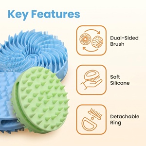 Brosse de Douche et de Shampooing en Silicone Double Face 2-en-1, Masseur de Cuir Chevelu en Silicone Doux, Exfoliant Corporel, Éponge de Douche – Vente en Gros - Product Image 5