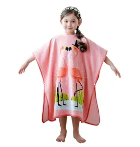 High quality 100% cotton Reactive printing Poncho Towel child Surf beach Hooded bath towel changing robe for Kids