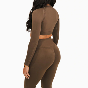 Workout Sets for Women 2 Piece Seamless Yoga Outfit running High Waisted Yoga Leggings <b>Crop</b> <b>Top</b> Gym Clothes Set - Product Image 4