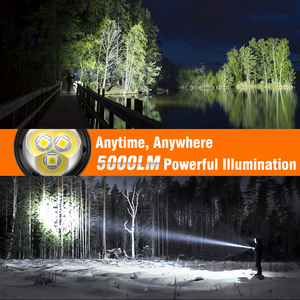 Lampe torche étanche rechargeable USB en alliage d'aluminium 60W, 5000 lumens super lumineux, faisceau de 1000m+, autonomie 8-16h, pour usage extérieur - Product Image 6