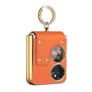 VIETAO étui de téléphone portable en cuir de luxe pour dames avec anneau de support galvanoplastie PC pliable housse de téléphone pour Huawei P50 Pocket