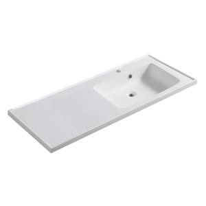 Consola de Lavabo para Baño o Hotel LC24 80x45cm, Diseño Moderno Rústico con Mueble de Piedra y Lavabo para Mano Derecha - Product Image 1