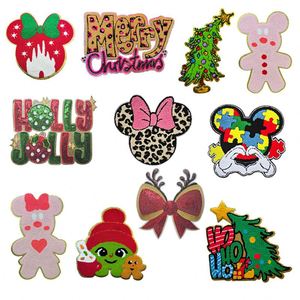 แผ่นปะติดเสื้อยืด ฮู้ดดี้ ลายต้นคริสต์มาส มนุษย์ขนมปังขิง และหนูฮอลลี่จอลลี่  ปักด้วยไหมเชนีลล์ ขอบกลิตเตอร์  สำหรับตกแต่ง - Product Image 1