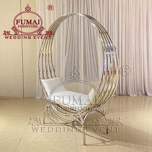 Fauteuil de mariage royal en acier inoxydable doré avec design en cercle - Product Image 6