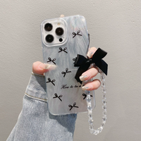 Coque de téléphone en tissu anti-chute personnalisée pour iPhone 16 17 Promax, motif nœud plein écran, coque rigide de protection