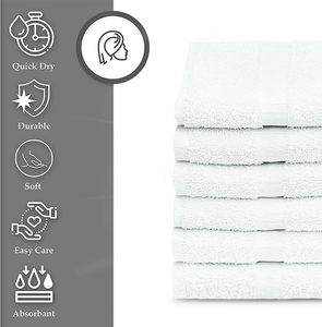 Serviettes en coton blanc classiques de luxe pour la maison et l'hôtel - Product Image 3
