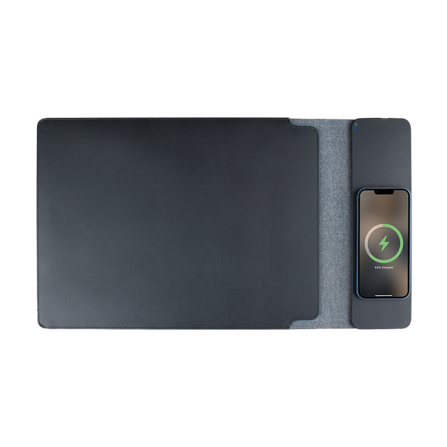 2026 New Design 16 Inch Desk Laptop Mat PU Magnetic Wireless Charger Mouse Earphone Office Fast Charging Desktop