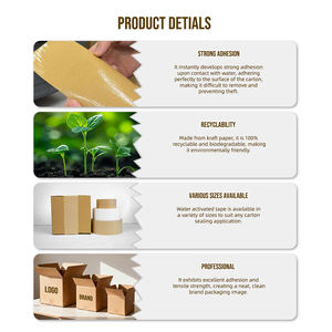 YJNPACK ruban de papier Kraft blanc activé à l'eau personnalisé biodégradable gommé imprimé adhésif inscriptible gommé pour Carton de paquet - Product Image 6
