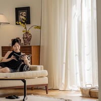 Rideaux en coton et lin de style français ZSHINE, rideaux transparents avec bordure noire pour chambre à coucher, salon, bureau