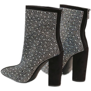 Nouvelles Bottes Courtes Confortables Grande Taille pour Femme 2022, à Bout Pointu, Talon Épais, Ornées de Strass, Tendance pour l'Automne - Product Image 1