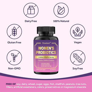 Suplemen Kapsul Campuran Serat Probiotik dan Prebiotik Wanita Rosebest Custom 50 Miliar CFU dengan Ekstrak Cranberry Organik - Product Image 5