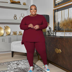 Nuovo arrivo <span class=keywords><strong>taglie</strong></span> forti donna <span class=keywords><strong>abbigliamento</strong></span> autunno moda donna tinta unita comodo tessuto ad alta elasticità Set casa - Product Image 4