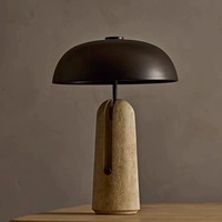 Lampe de bureau créative minimaliste style Wabi-sabi en travertin, postmoderne, réglable, protection oculaire, pour salon, chevet, niche, forme champignon