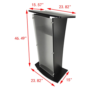 Chaude SalesAcrylic Podium Chaire Église <span class=keywords><strong>Conférence</strong></span> Lutrin Noir <span class=keywords><strong>Bois</strong></span> Plateau Porte-Gobelet sur Roues avec Blanc Croix TP-004 - Product Image 3