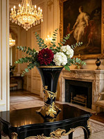 Vase de table en céramique fait main LuJa noir et or de luxe, style baroque européen, ornement en cuivre pour la décoration de la maison, de l'hôtel et de la villa