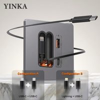 Prise murale encastrée Premium 86 avec câble USB-C rétractable, charge rapide 20W, prises multiples, pour Android Apple Home, OEM
